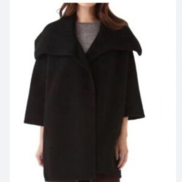 Vince | 100% wool open black coat - Picture 1 of 8
